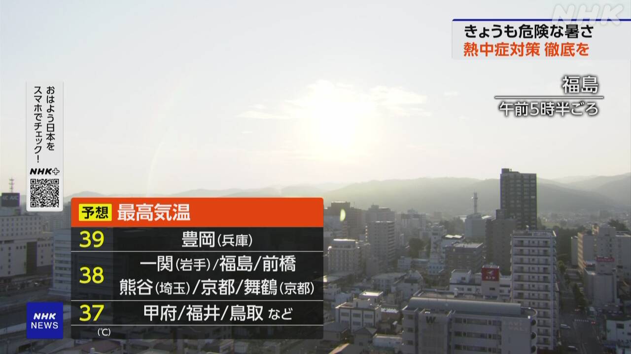 きょうも東北-関東-近畿で危険な暑さ-熱中症対策の徹底を-|-nhk