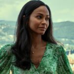 ゾーイ・サルダーニャのカルティエのレッドカーペットルック、見事なレースのミックスランジェリーフレア